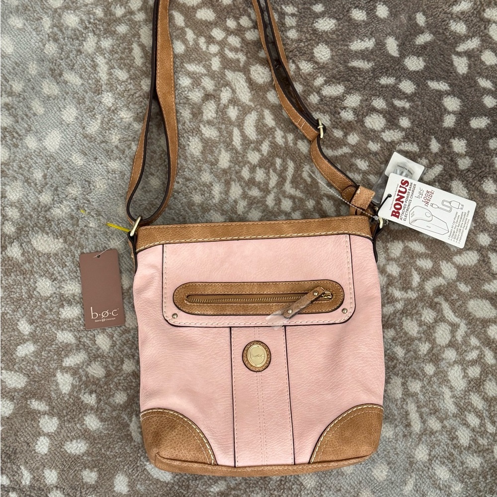 b.o.c. Pink and Tan Crossbody Bag